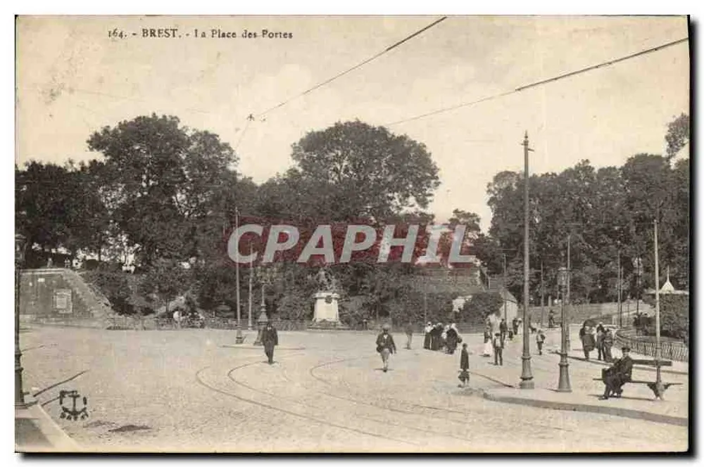 BREST — Plein van de Poorten — Antieke ansichtkaart n°164 - Voorkant