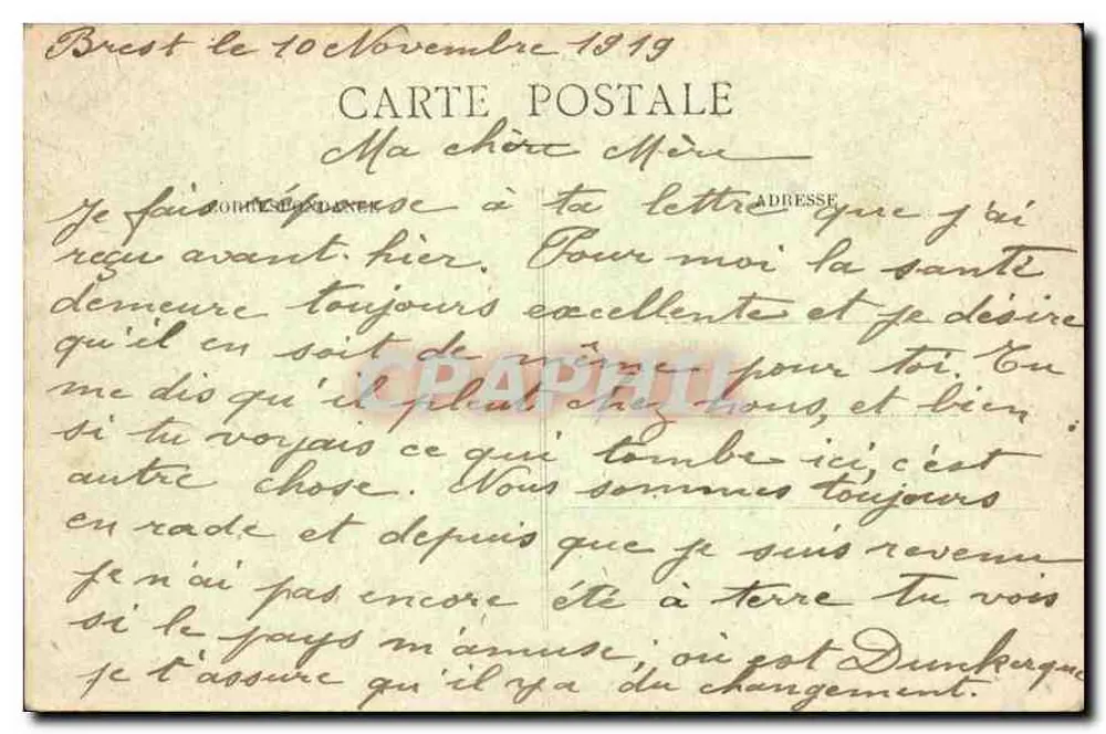 BREST — Plein van de Poorten — Antieke ansichtkaart n°164 - Achterkant