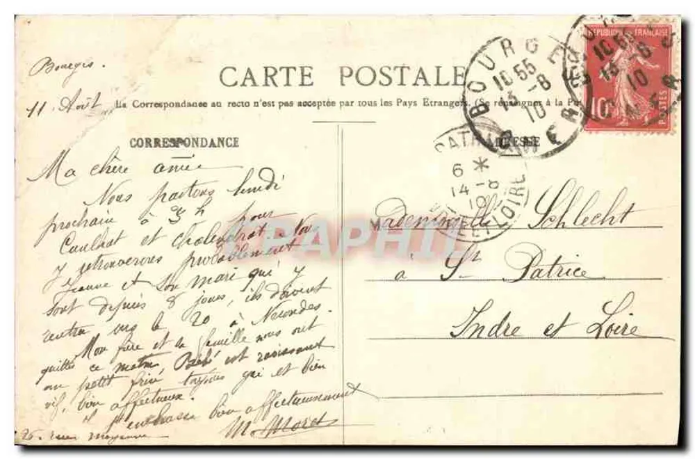 Châteauneuf-sur-Cher — Cour d'honneur do Castelo — E. N. - Verso