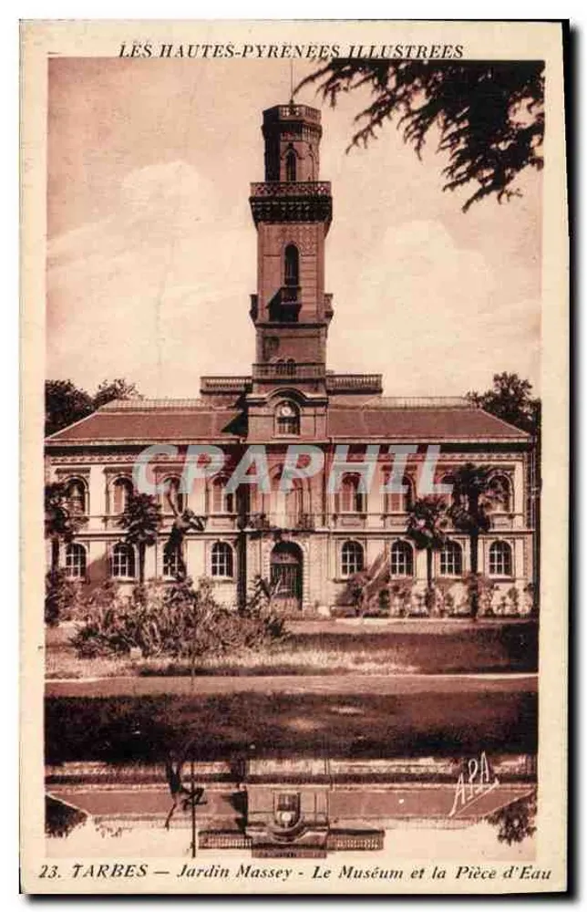 Tarbes — Jardin Massey - Das Museum und das Wasserbecken — Illustrierte Hautes-Pyrénées, n°23 - Vorderseite