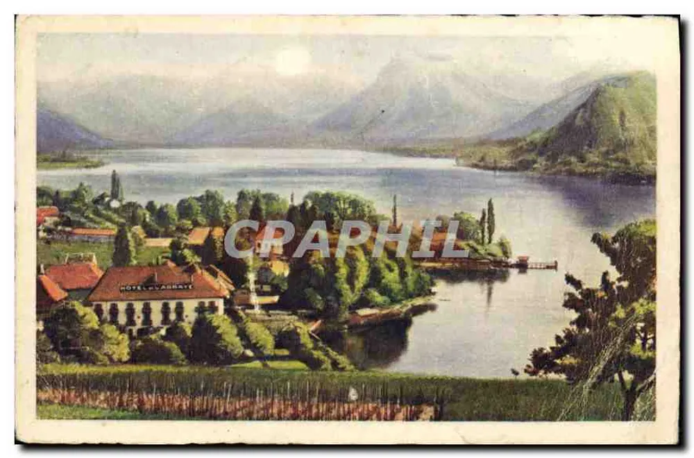 Lac d'Annecy — vue du lac et de l'hôtel Vagrate — éditeur BRAUN & Cie - Mulhouse - Dornach - Recto