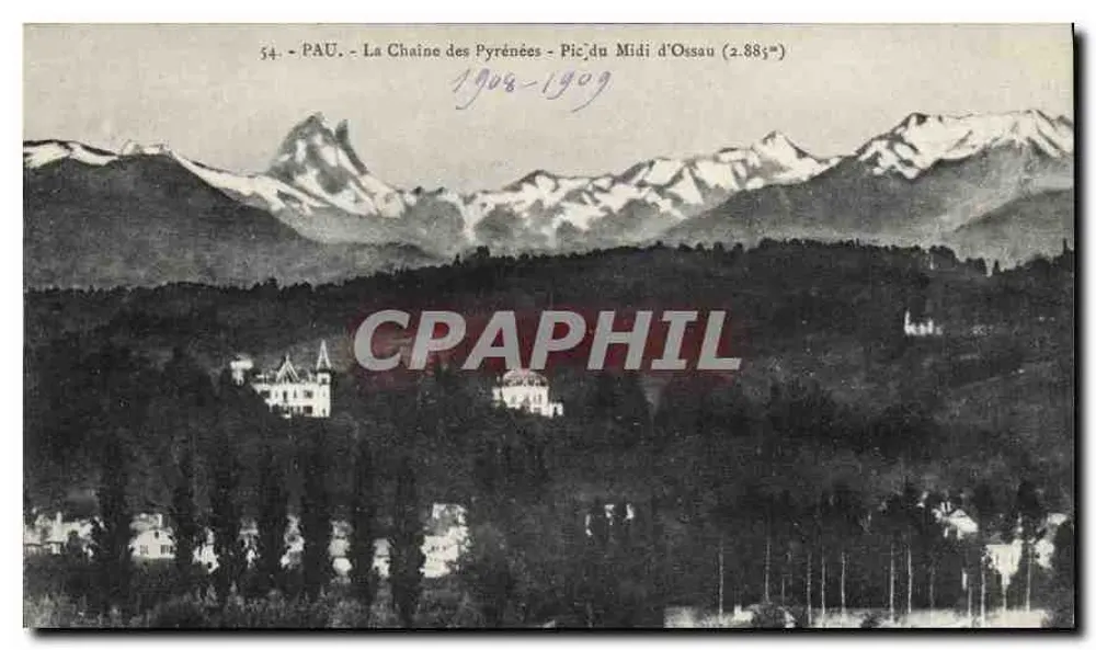 Pau - La Chaîne des Pyrénées - Pic du Midi d'Ossau (2.885m) - Recto