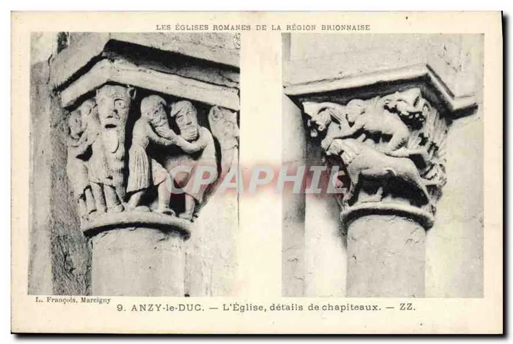 Anzy-le-Duc — Détails de chapiteaux d'église romane — François, Marcigny - Recto