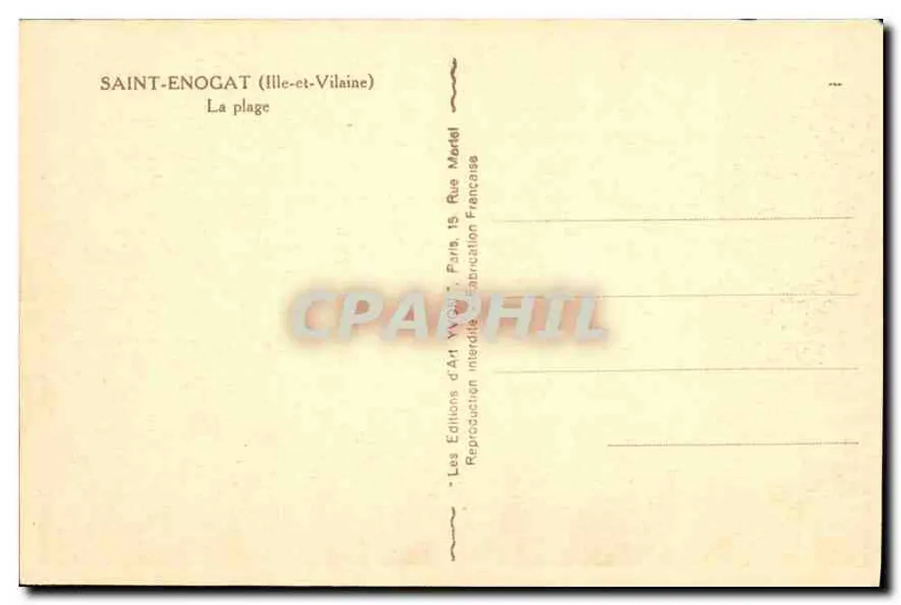 Saint-Enogat (Ille-et-Vilaine) — Der Strand — Éditions d'Art Wondt, Paris - Rückseite