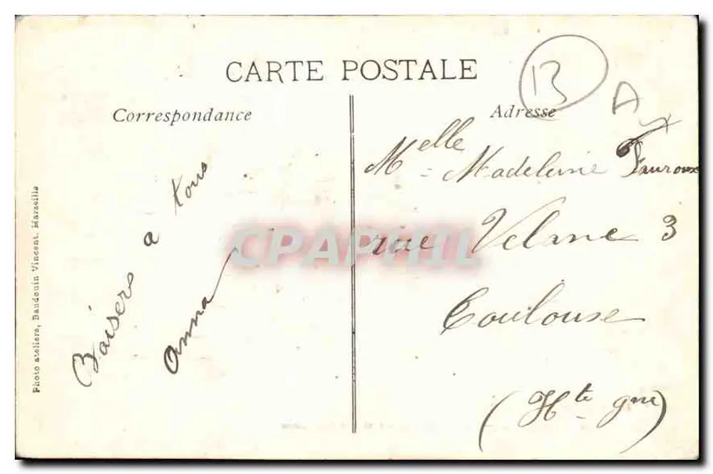 Marseille — Allées de Meilhàn et des Capucines — Magasin Général - Verso