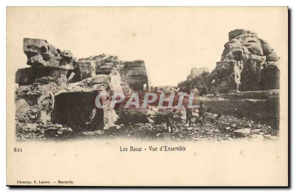 Les Baux - Vista Geral — Fototip. E. Lacour — Marselha, n° 621 - Frente