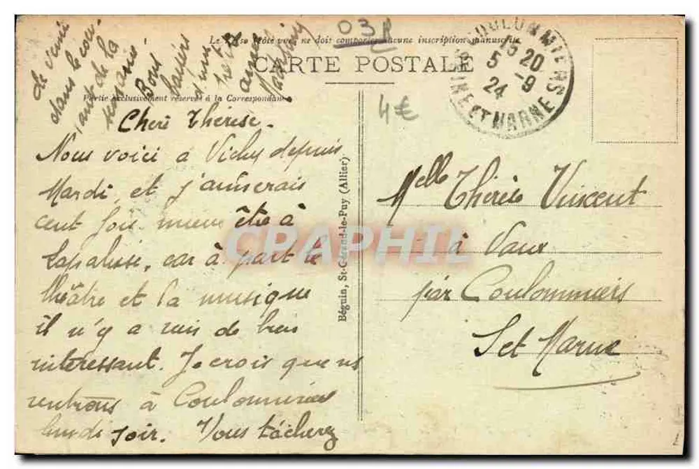 Vichy - Les Quais de l'Allier et l'Embarcadère du Golf — éditeur anonyme, n° 424 - Verso