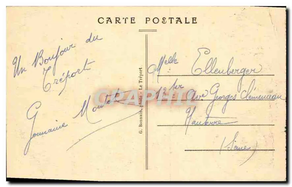 Le Calvaire et la Plage de Mers-les-Bains — Le Tréport — G. B. - Verso