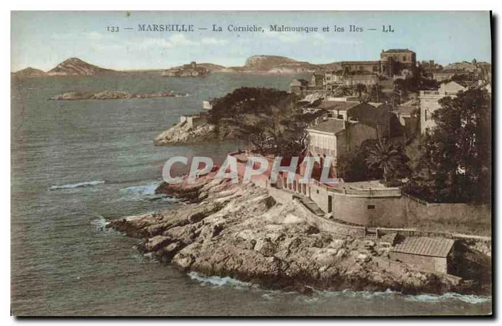 Marseille — La Corniche, Malmousque et les Îles — LL - Frente