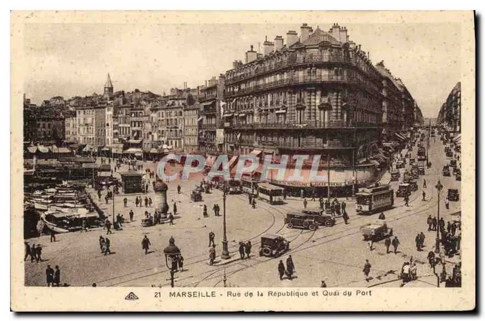 Marseille - Rue de la République und Quai du Port — Verlag Alsaçiens d'Art Mécaniques, Straßburg - Vorderseite