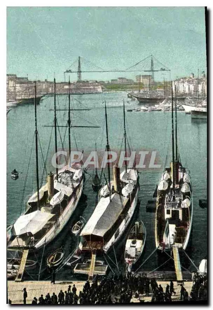 Hafen von Marseille — Blick auf den Hafen mit Segelschiffen und Dampfschiffen — Verlag G. Baudry, n° 13 - Vorderseite