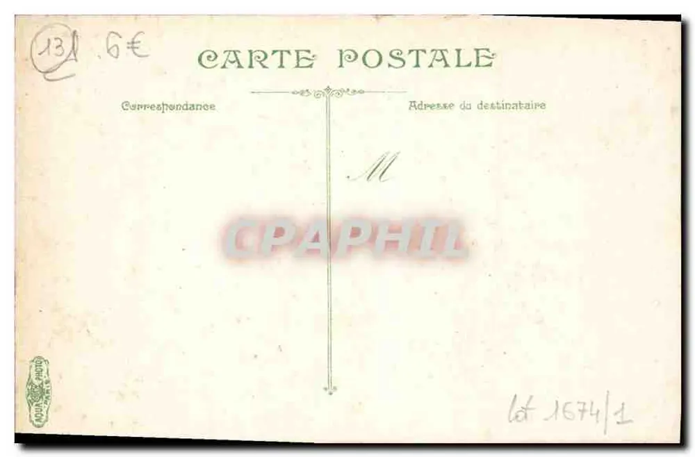 Marselha — Hotel de Ville — Carta postal antiga - Verso