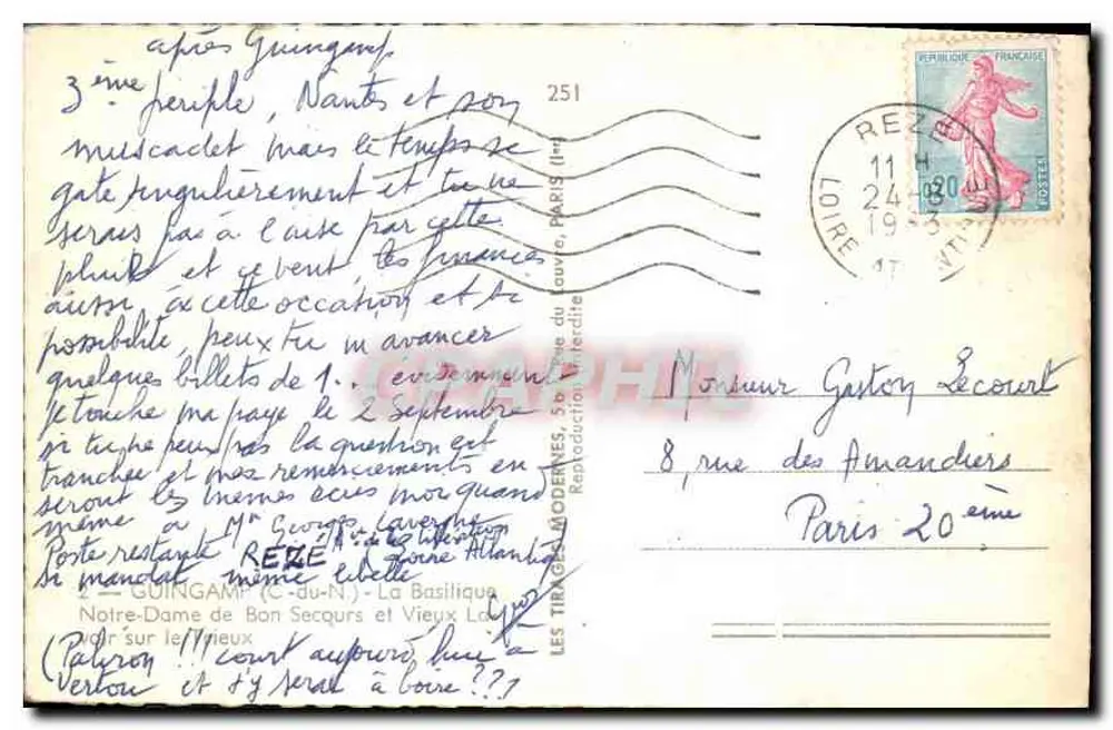 Die Basilika von Bon Secours und die Alten Louvres — Guingamp — Nr. 251 - Rückseite