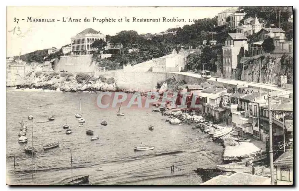 Marseille - Die Anse du Prophète und das Restaurant Roubion — Vintage Postcard/Antike Ansichtskarte n°37 - Vorderseite