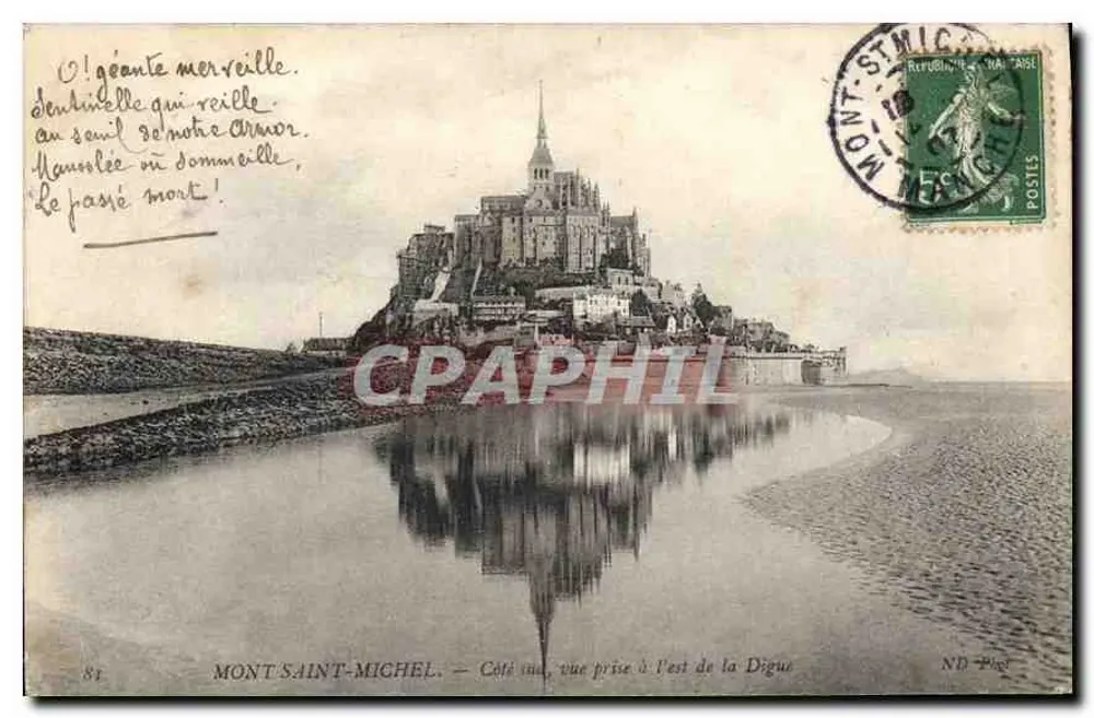 Mont-Saint-Michel — Ansicht vom Osten der Digue — ND Pag - Vorderseite
