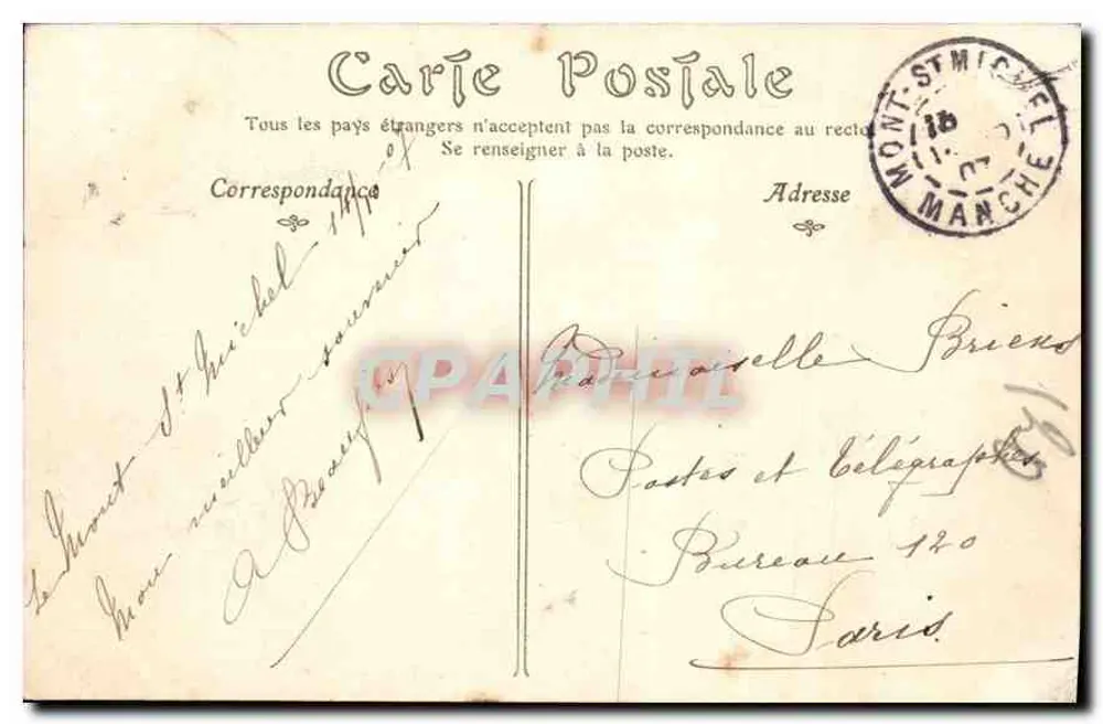 Mont-Saint-Michel — Ansicht vom Osten der Digue — ND Pag - Rückseite