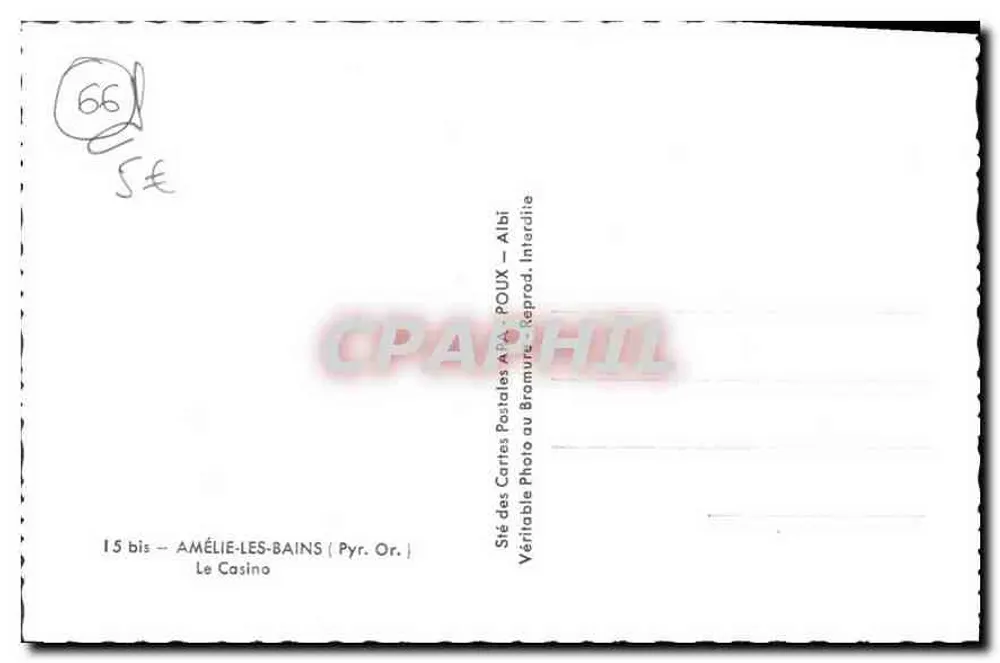 Das Casino — Amélie-les-Bains (Pyr. Or.) — Verleger APA - Rückseite