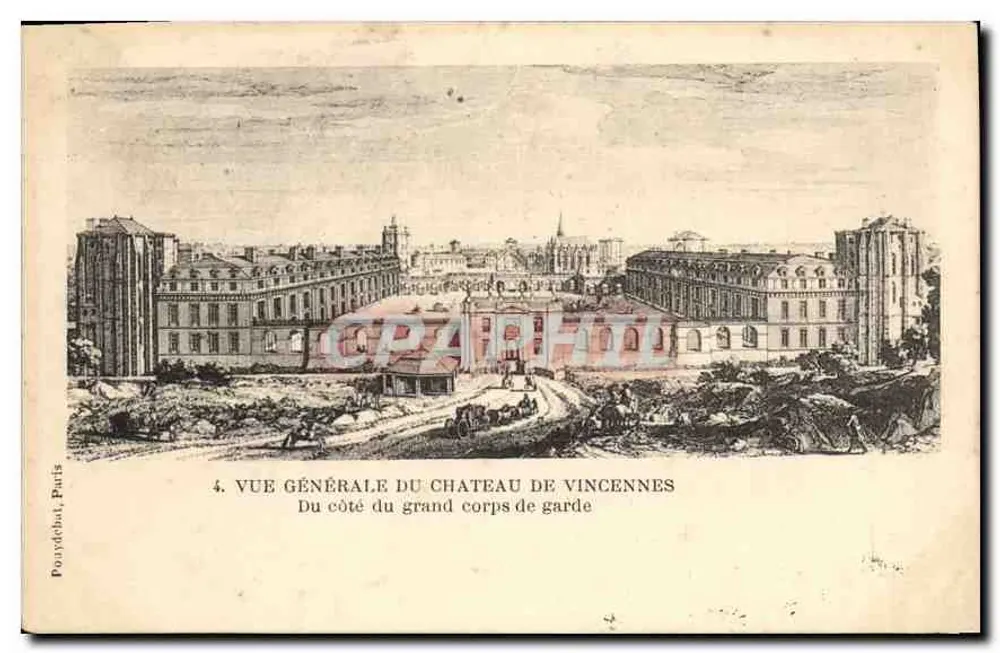 Schloss Vincennes — Allgemeiner Blick von der Seite des großen Wachhauses — Poydebat, Paris, n°4 - Vorderseite