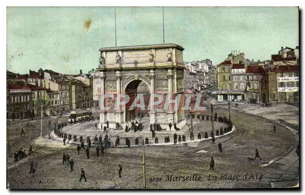 Marseille. A Praça de Aix — Arco da Vitória — editor A. Proust, n° 8533 - Frente