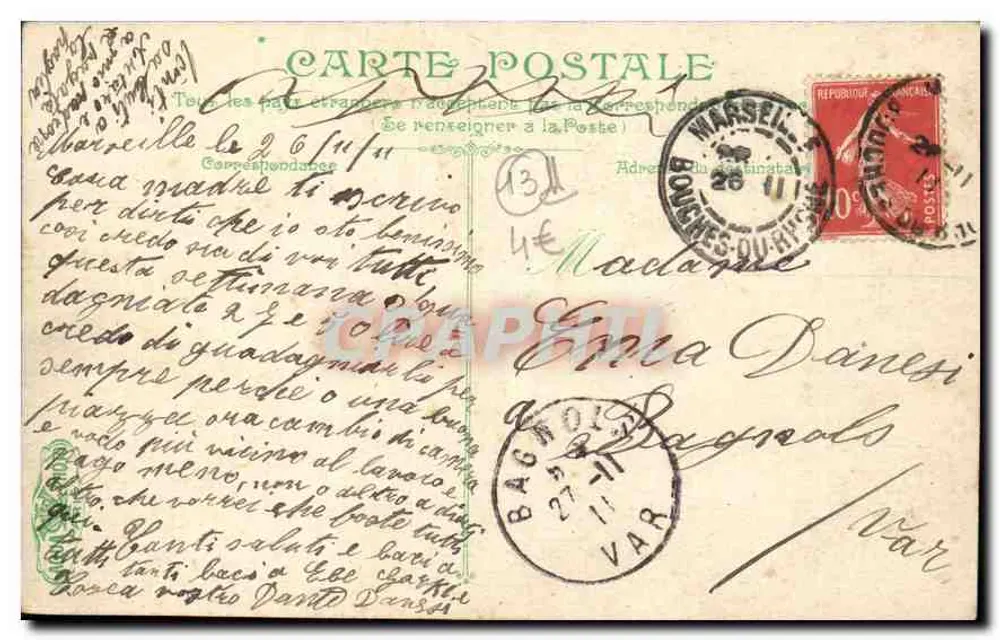Marseille. A Praça de Aix — Arco da Vitória — editor A. Proust, n° 8533 - Verso