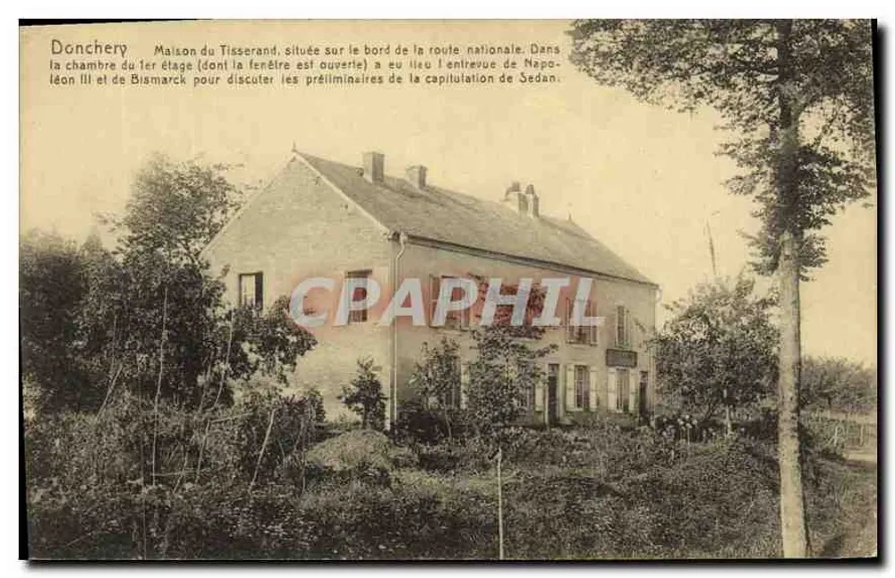 Donchery — Casa do Tecelão, local da reunião entre Bismarck e Napoleão III — Editor J. Winlinér, Clarteville - Frente