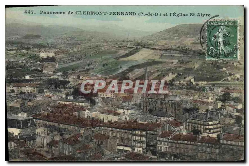 Panorama von CLERMONT-FERRAND (P.-de-D) und die Kirche St-Alyre — Nr. 447 — Verleger unbekannt - Vorderseite