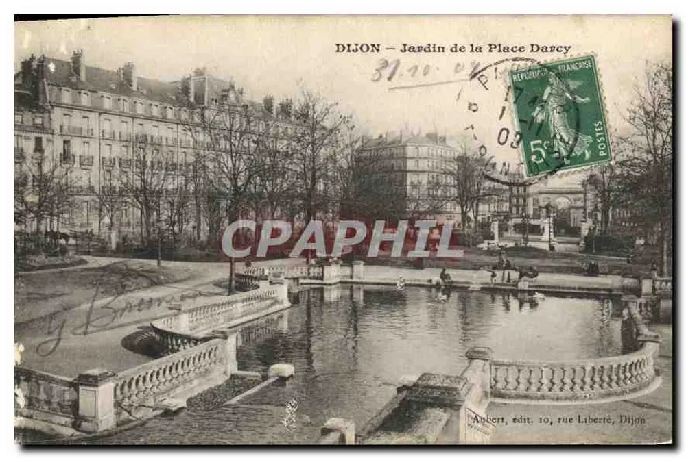 Dijon — Jardim da Praça Darcy — Anbert, editora 10, rua Liberté, Dijon - Frente