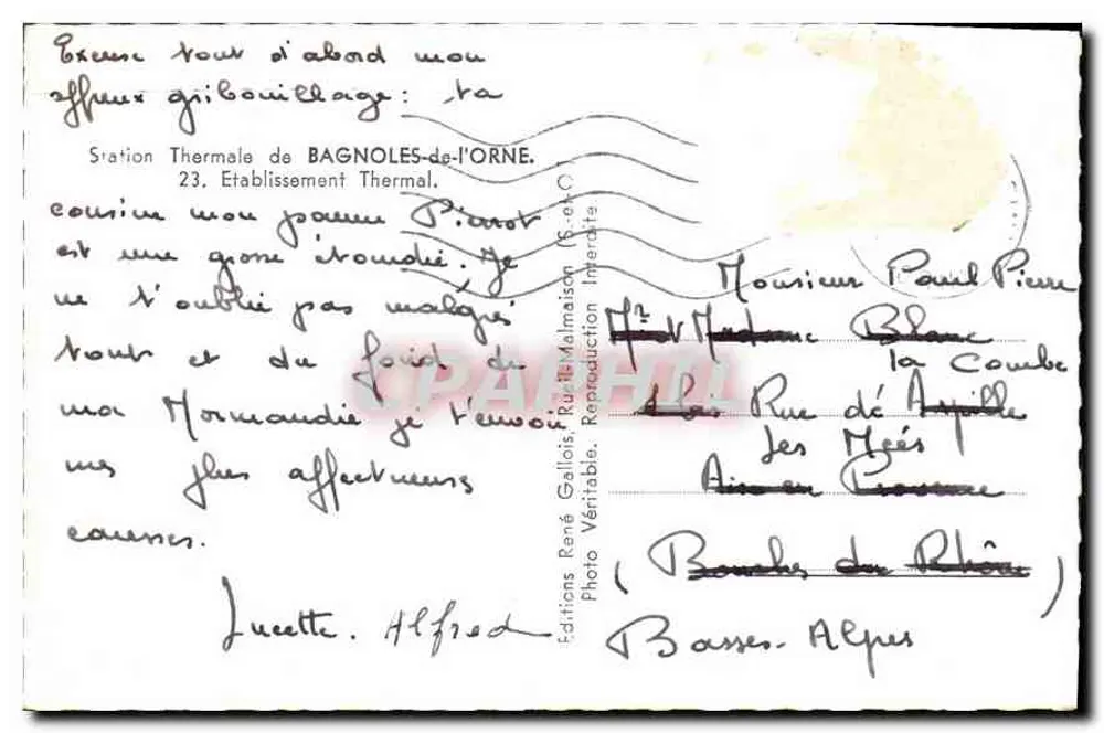 Bagnolles-de-l'Orne — Thermalbad — Einrichtung Pirot — Edition René Gallois - Rückseite