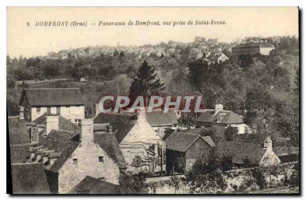 Domfront (Orne) — Panorama von Domfront, Blick von Saint-Front — unbekannter Verlag, Nr. 8 - Vorderseite