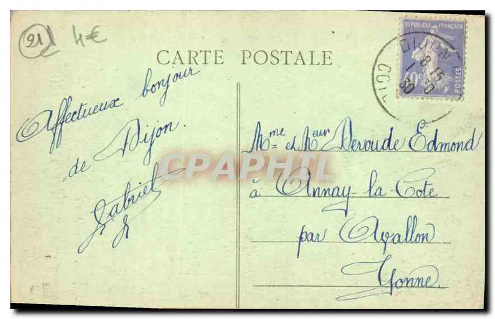 Dijon — Vue prise du haut du Creux d'Enfer — L. V., édit - Verso