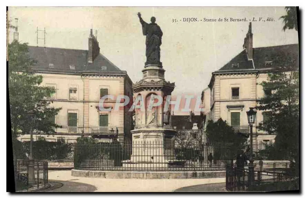 Dijon - Estátua de São Bernardo - L. V., ed. - Frente