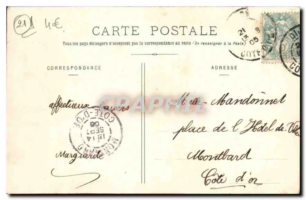 Dijon - Estátua de São Bernardo - L. V., ed. - Verso