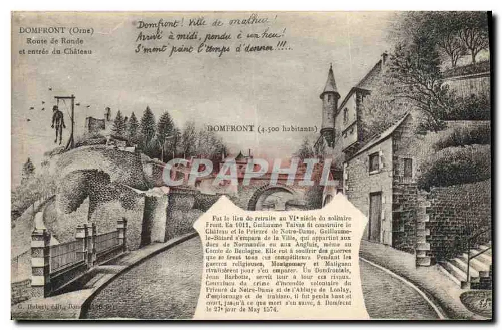 Domfront (Orne) — Route de Ronde und Eingang zum Schloss — G. Hebert, Verlag Domfront - Vorderseite