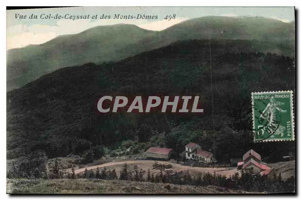 Vue du Col-de-Ceyssat et des Monts-Dômes — 498 — Éditeur non visible - Recto