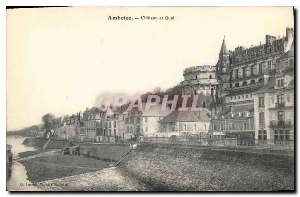 Amboise — Castelo e Quai — G. Lourdet, Impressor de Amboise - Frente