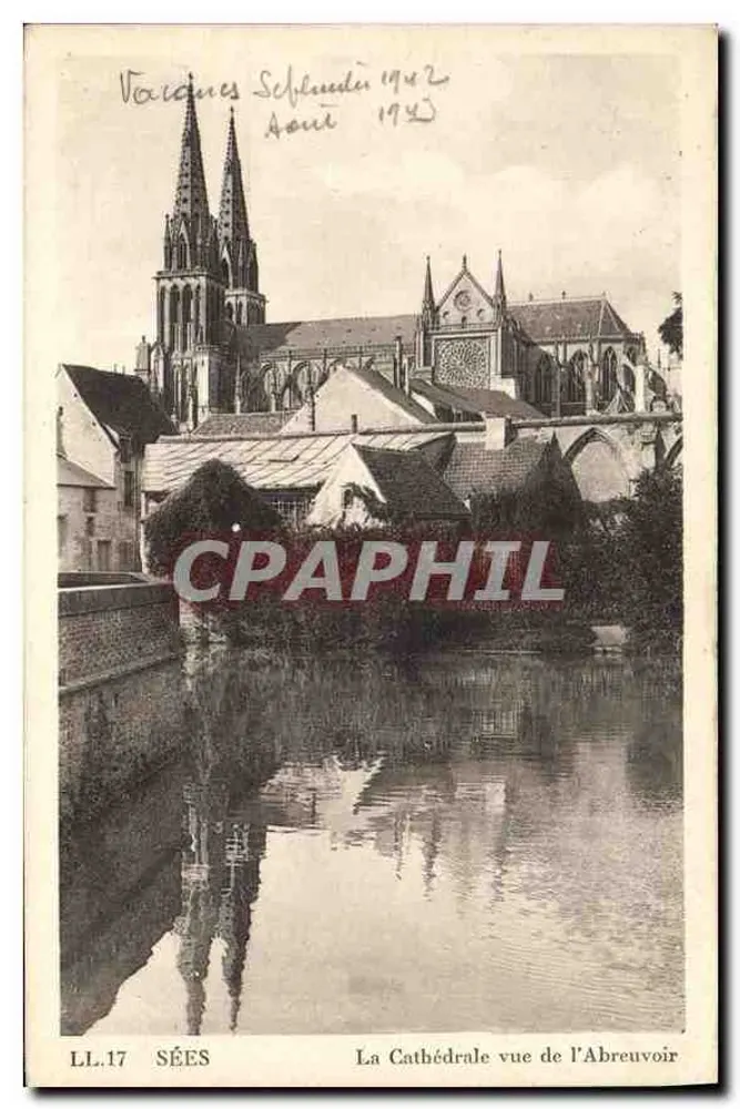 Sées — Blick auf die Kathedrale vom Brunnen — LL.17, Verlag A.P. Paris - Vorderseite