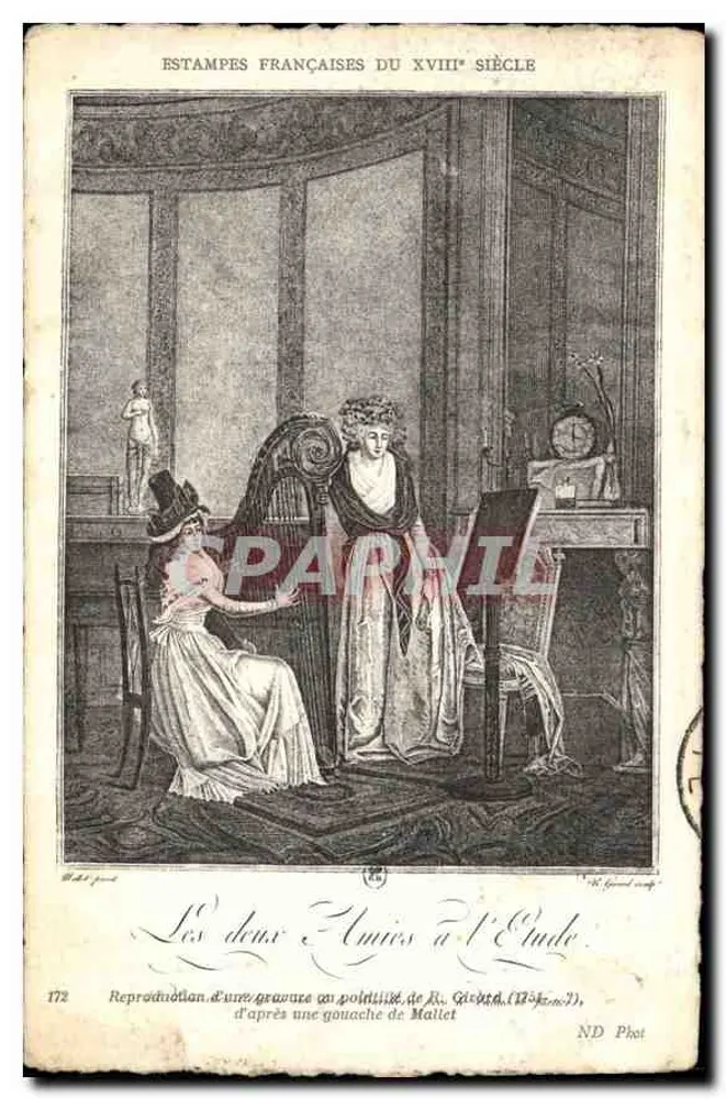 Die Zwei Freundinnen beim Studium — Französische Kupferstiche des 18. Jahrhunderts — ND Phot - Vorderseite
