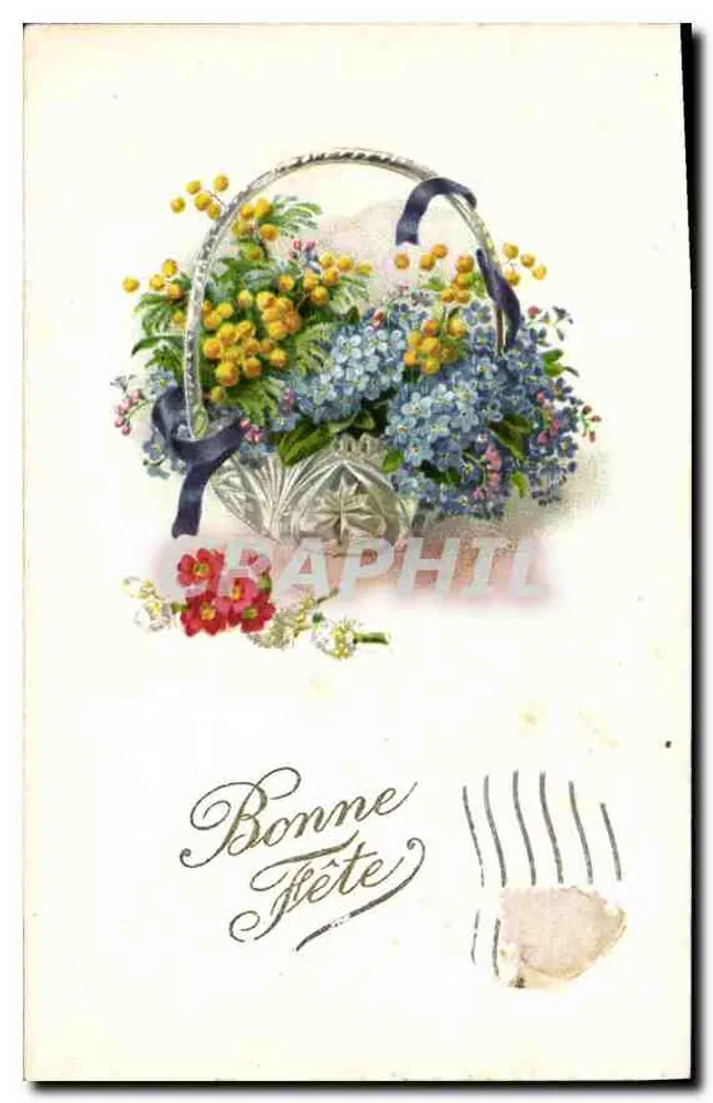 Arranjo de flores — Boa festa — editor não identificado - Frente