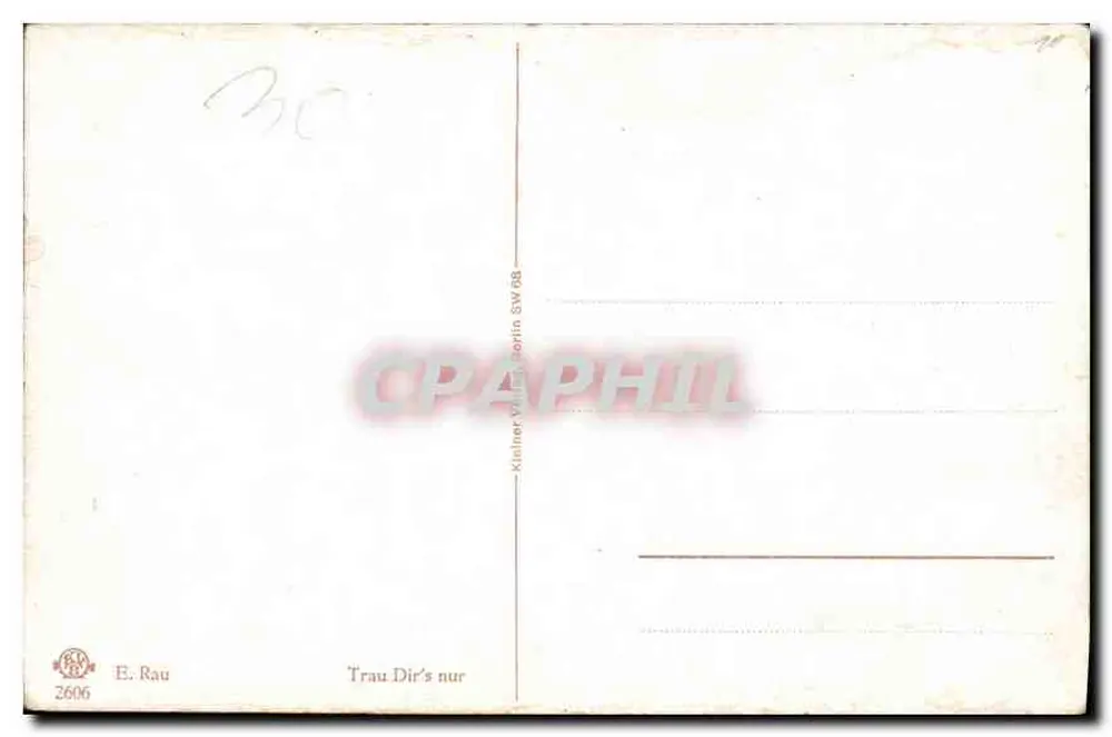 Cena de vida alpina — mulher cozinhando para homens — editor E. Rau, n° 2606 - Verso