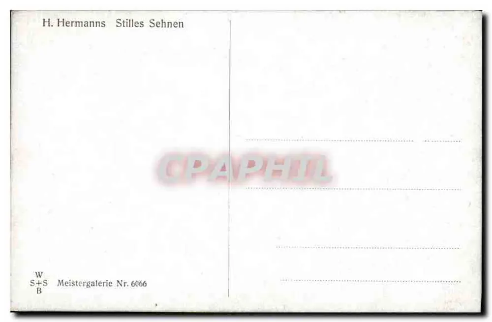 Mulher em vestido rosa sentada em um banco — jardim com colunas — H. Hermanns Stilles Sehnen, série 6066 - Verso