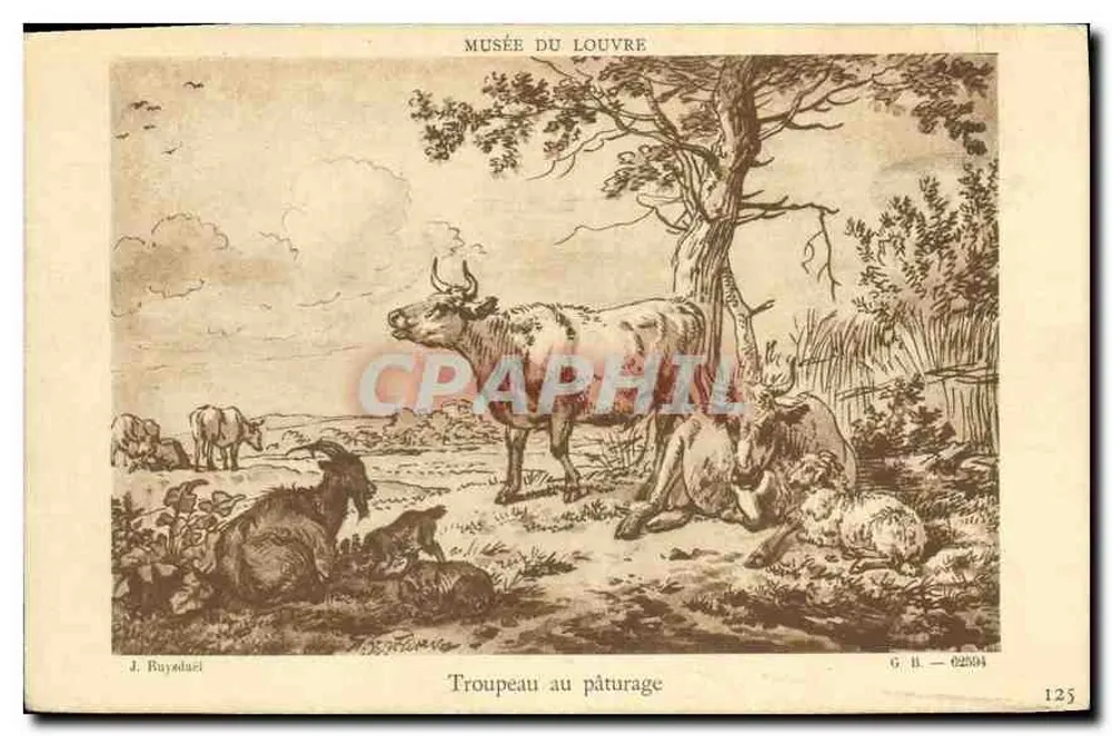 Rinder und Ziegen auf der Weide — Musée du Louvre — J. Ruydalci — G.B. 02594 - Vorderseite