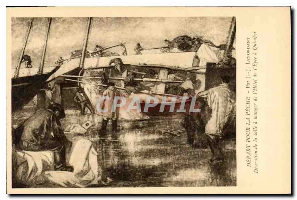 Abfahrt zum Fischen — Dekoration des Saals des Hôtel de l'Épée in Quimper — Von J.-J. Lemordant - Vorderseite