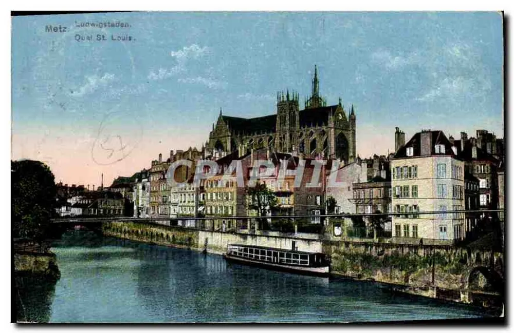 Metz - Quai Saint-Louis — vista do convento e do rio — editado por G. Forissier, n° 263 - Frente