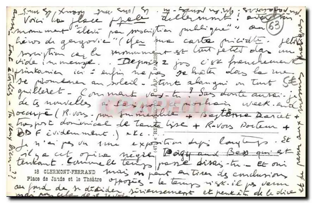 Place Jaude und gegenüberliegendes Theater — Lyon — Seriennummer 474 - Rückseite
