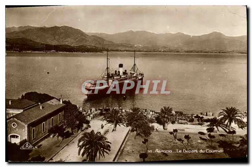 Ajaccio — Le Départ du Courrier — éditeur C.A.P. (imprimé en bas à gauche) - Frente