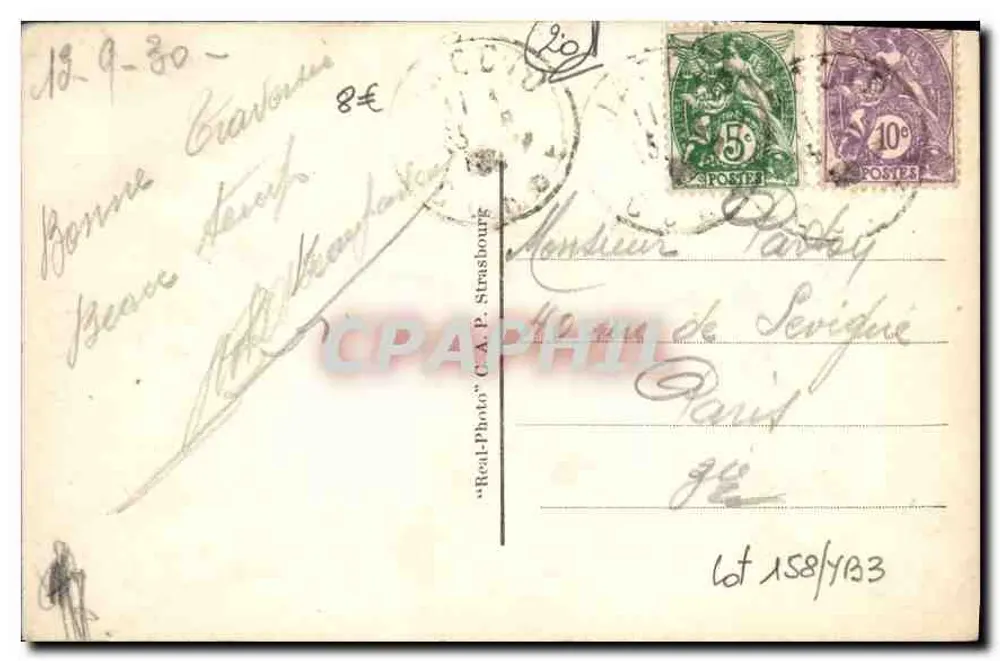Ajaccio — Le Départ du Courrier — éditeur C.A.P. (imprimé en bas à gauche) - Verso