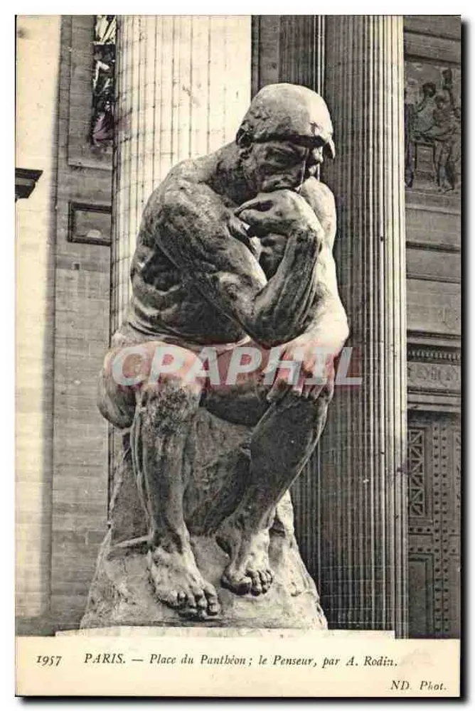 Paris — Place du Panthéon ; Der Denker, von A. Rodin — ND. Fot. - Vorderseite
