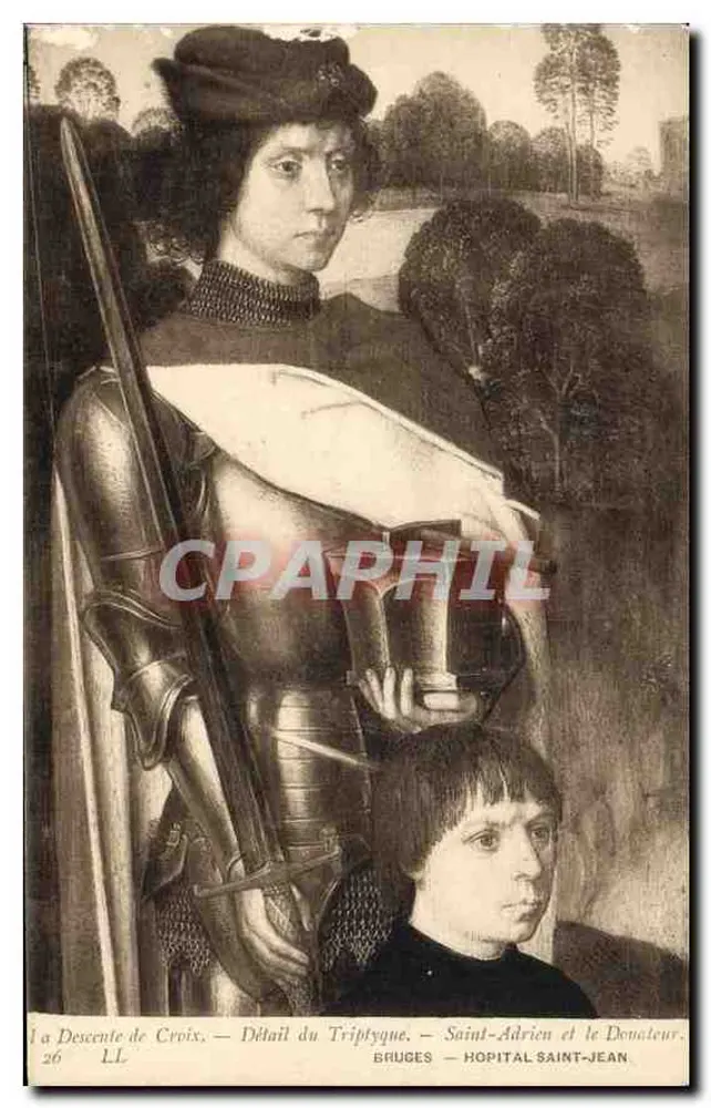 São Adrien e o Doador — Detalhe do Triptyque — Bruges — Hospital São João - Frente