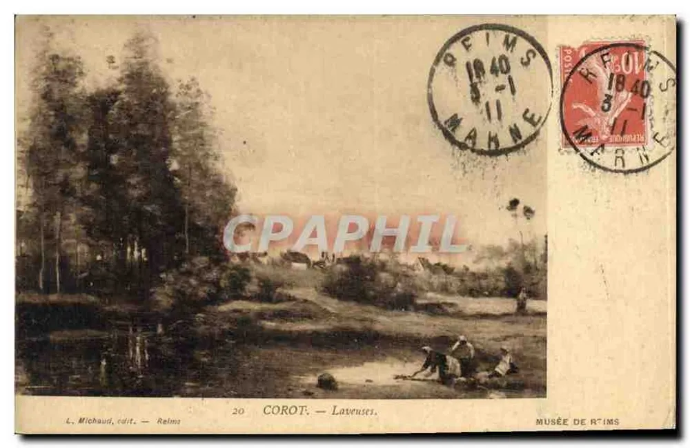 Corot — Mydliarze — L. Michaud, wyd. — Reims - Awers