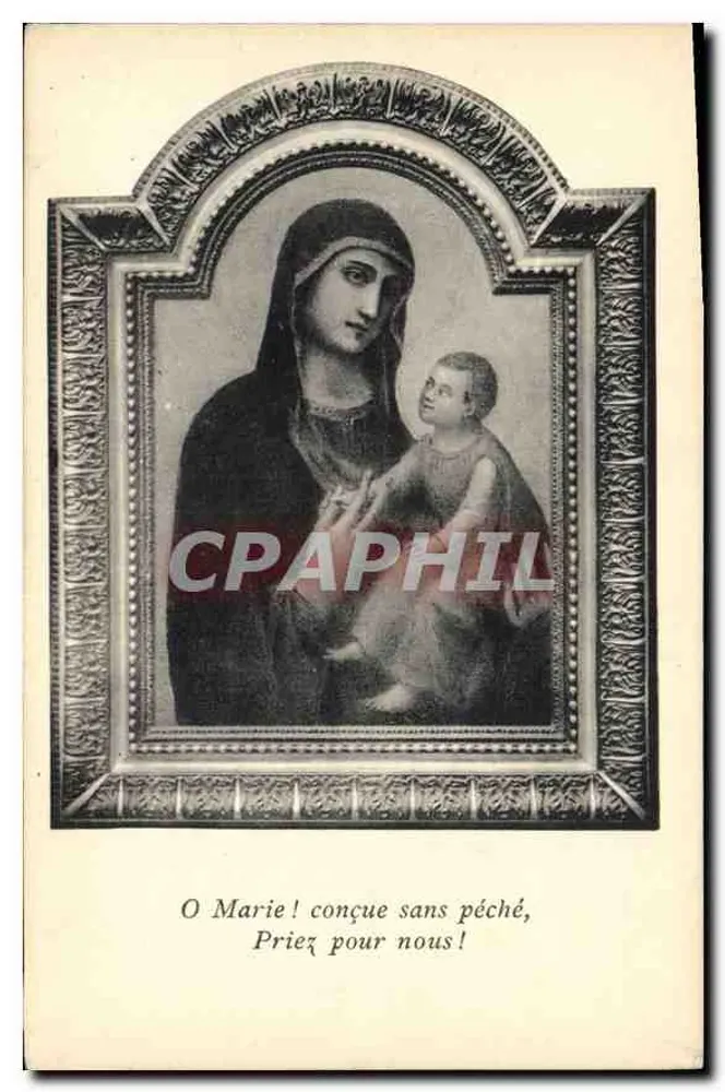 Maria mit dem Kind Jesus — gerahmtes Bild — gedruckter Text - Vorderseite
